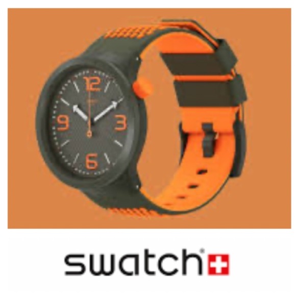 Swatch Big Bold BBBEAUTY SO27M101 Watch in 'Khaki and Orange' (47mm)